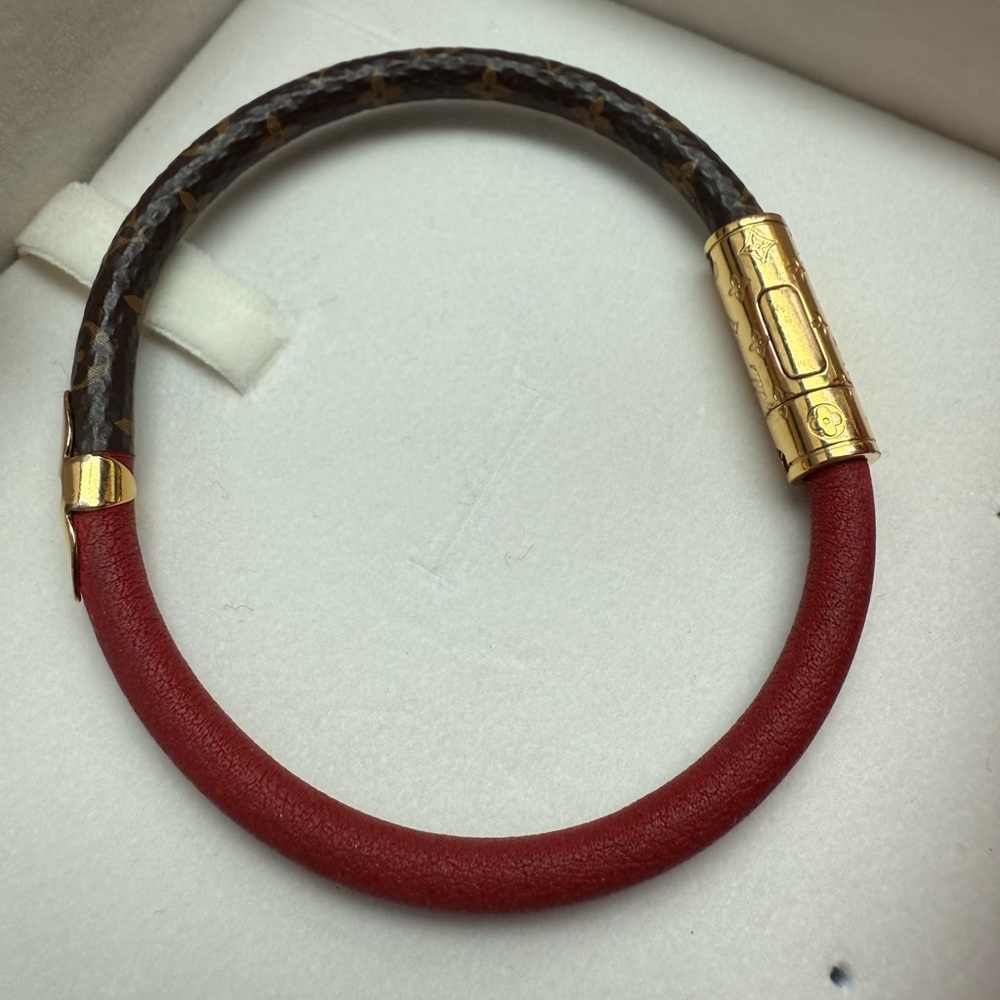 Louis Vuitton Red and Brown Bracelet with Gold Accents